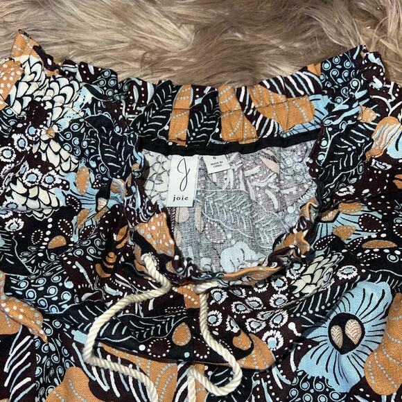 New Joie womens drawstring waistband floral linen shorts size 6 - Picture 3 of 9